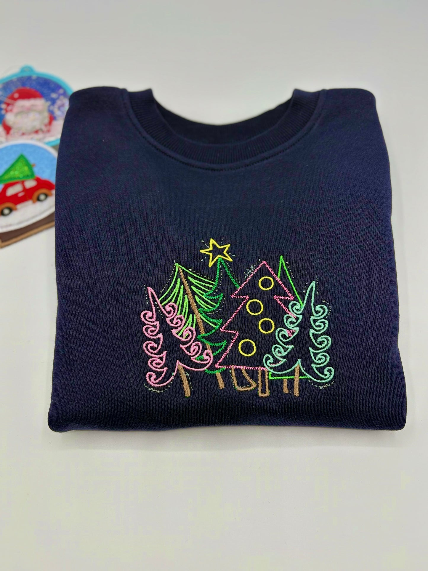 Matching Embroidered Swirly Embroidered Christmas Trees sweater image 2