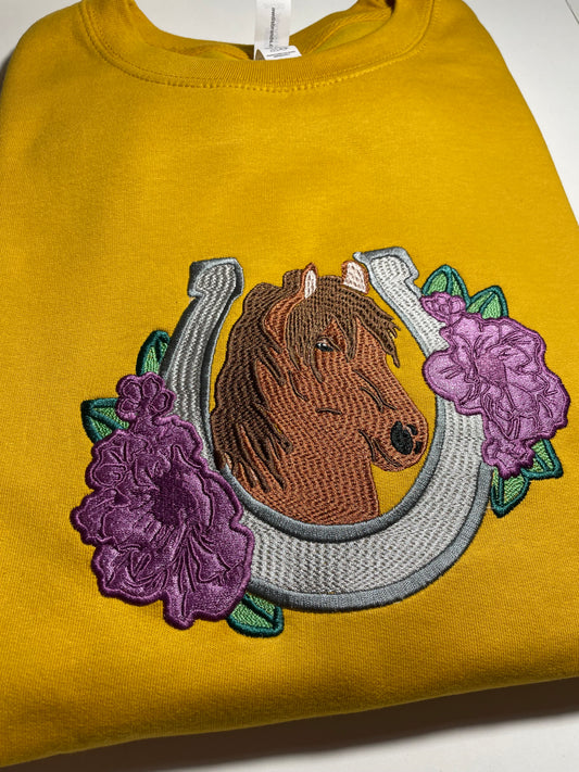 Embroidered horse with horseshoe sweater image 1
