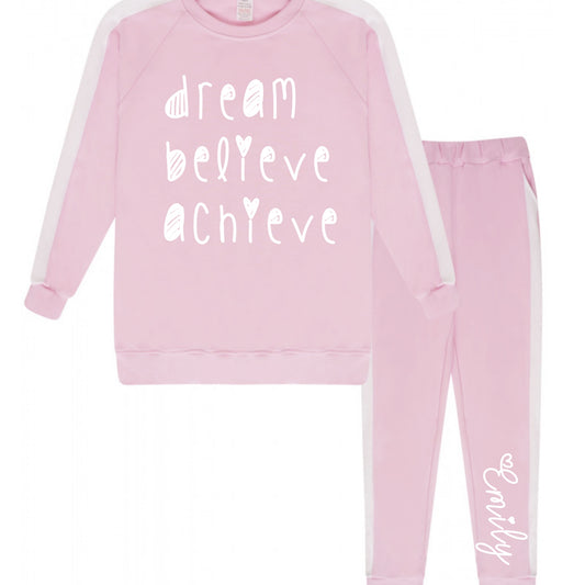 Dream, Believe, Achieve Girls Personalised Tracksuit image 1