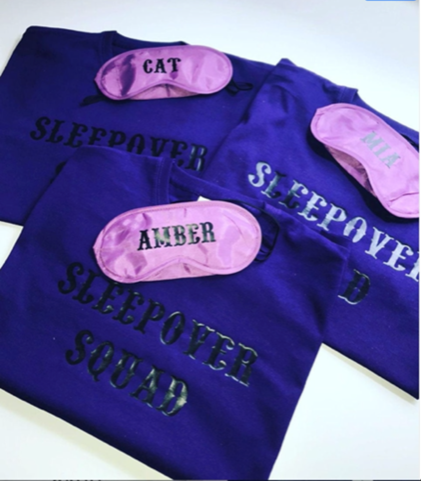 Sleep Over Squad Personalised T-Shirt and Eye Mask Set image 4
