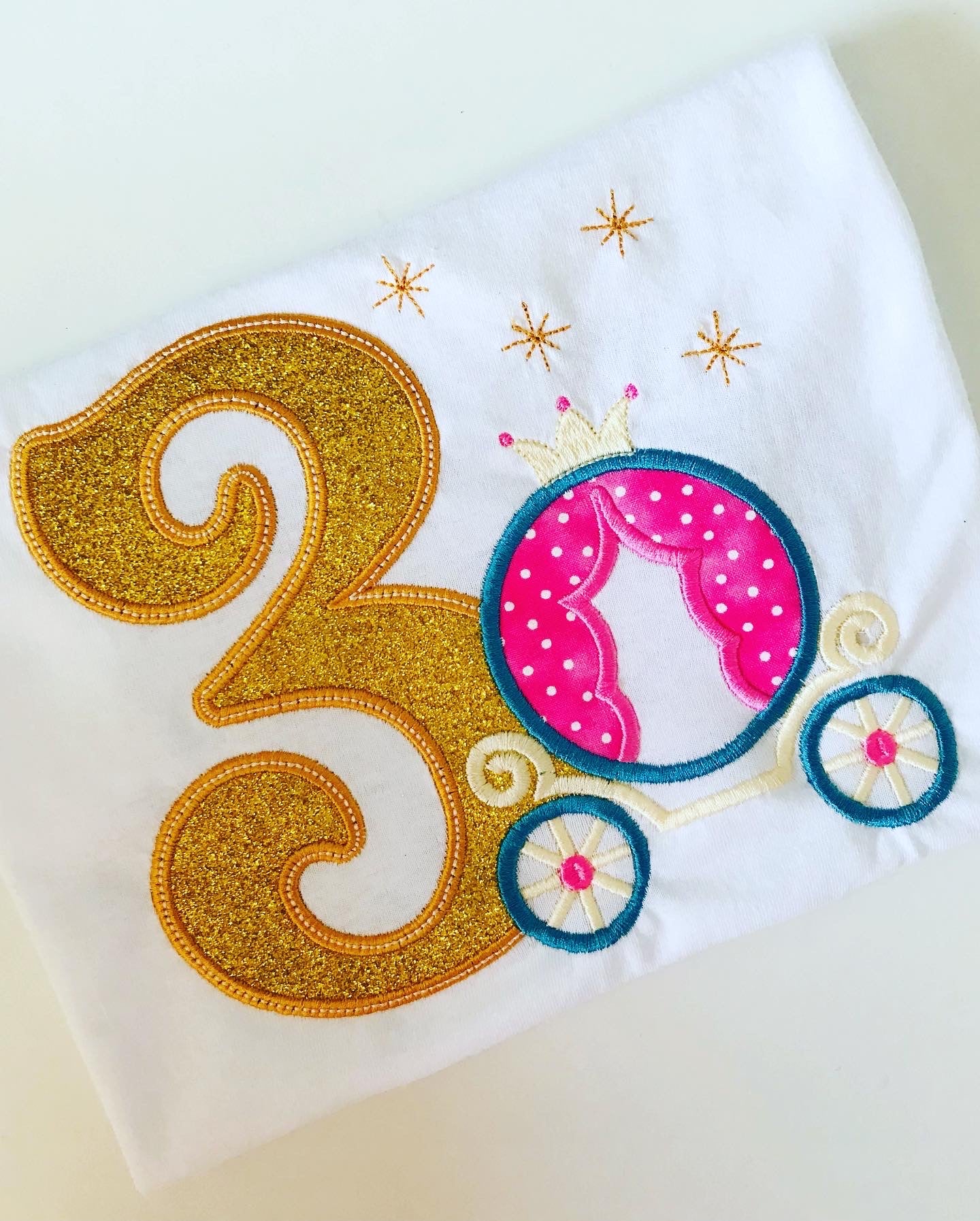Personalised Birthday Princess Carriage Applique T-Shirt image 0