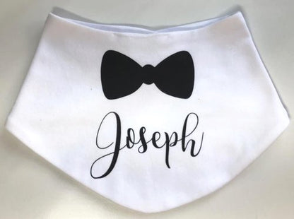 Personalised Black Bow Tie Bandana Bib For Baby image 0