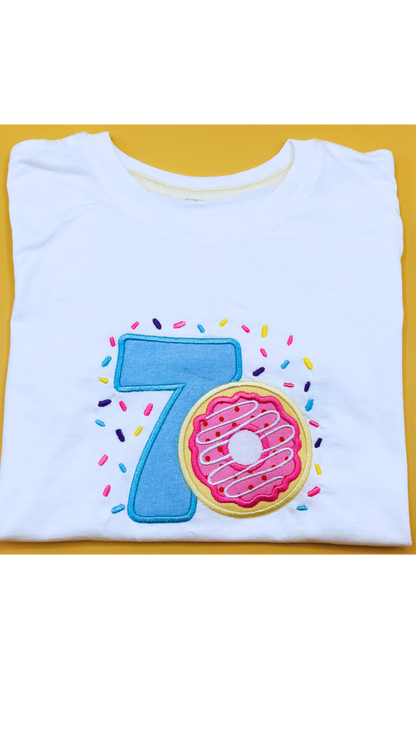 Personalised Doughnut and Sprinkles Birthday T-Shirt image 1