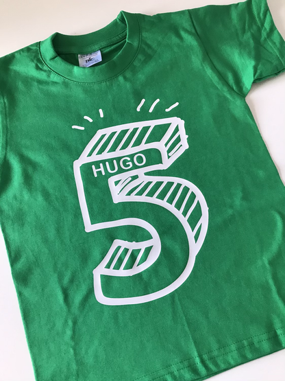 Soft cotton personalised birthday tee for children’s party outfit