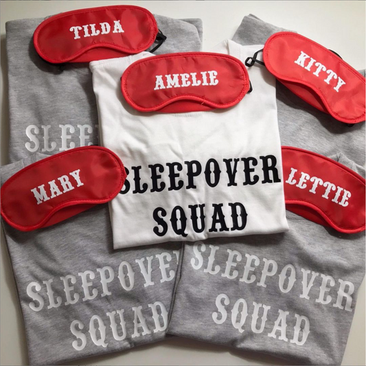 Sleep Over Squad Personalised T-Shirt and Eye Mask Set image 1