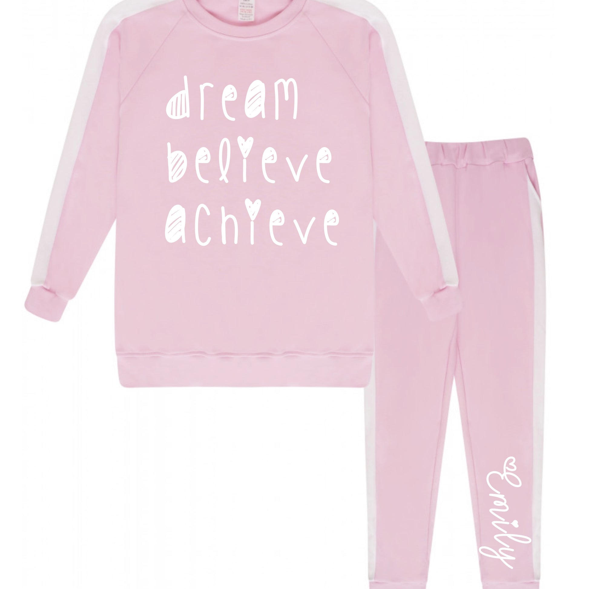 Dream, Believe, Achieve Girls Personalised Tracksuit image 1