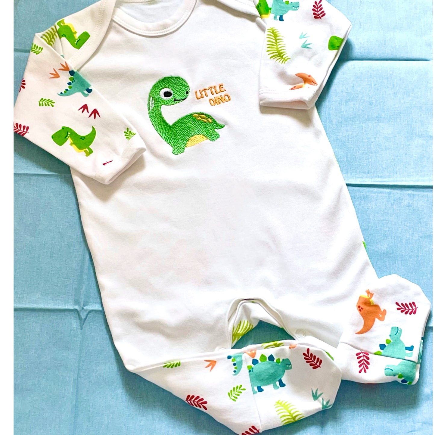 Little Dino Embroidered Baby Romper image 0