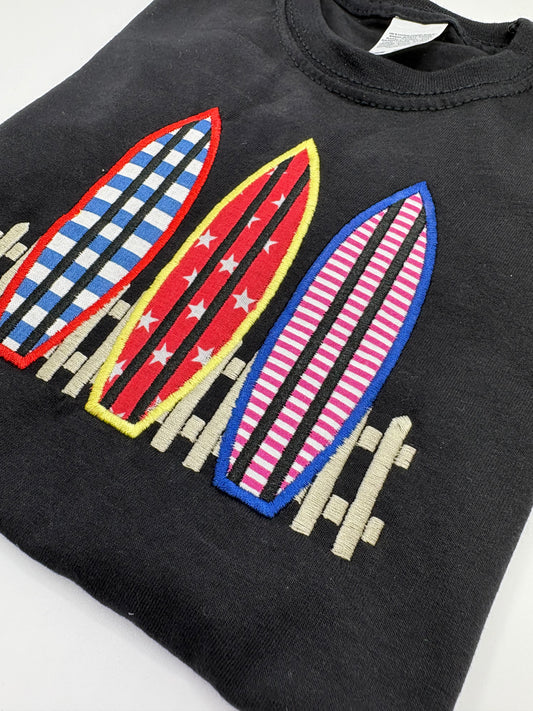 Kids Surfboard T-Shirt – Three Surfboards Appliqué & Embroidery – Handmade Funki Kids Shirt