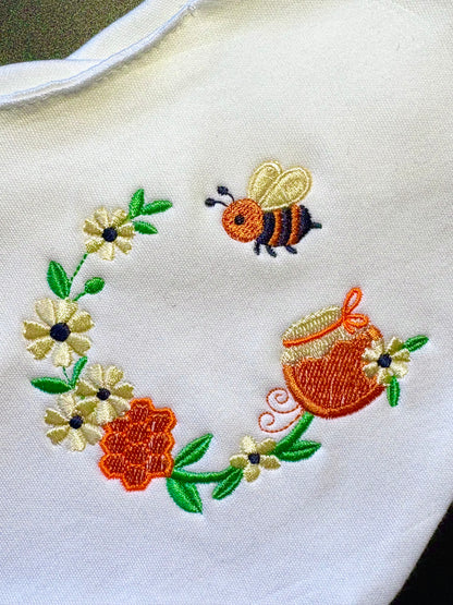 Embroidered Bee Bandana Bib