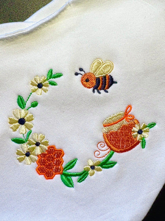 Embroidered Bee Bandana Bib