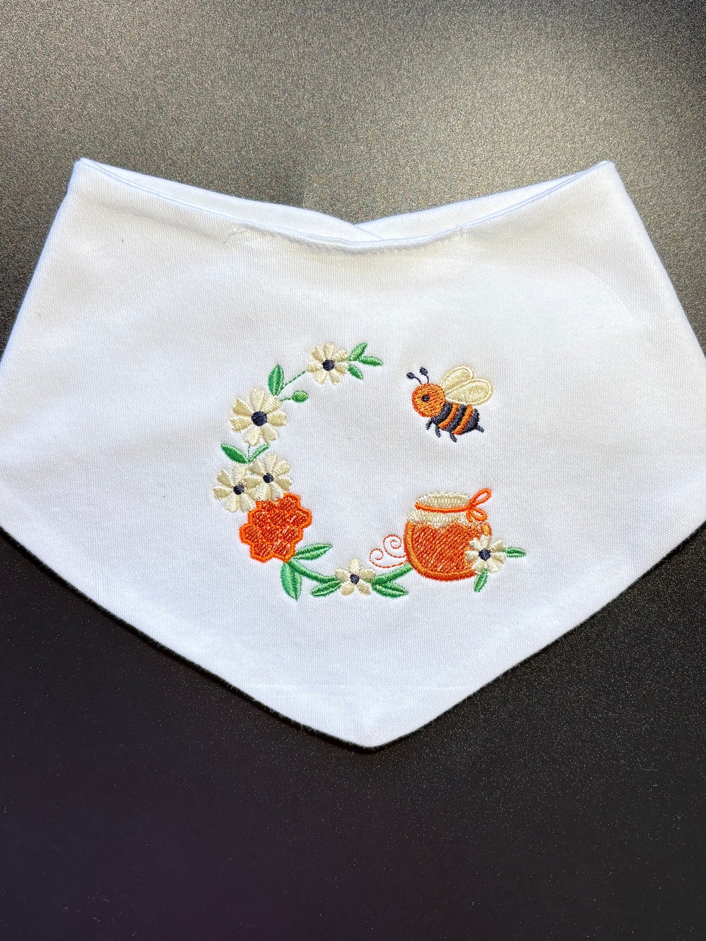 Embroidered Bee Bandana Bib