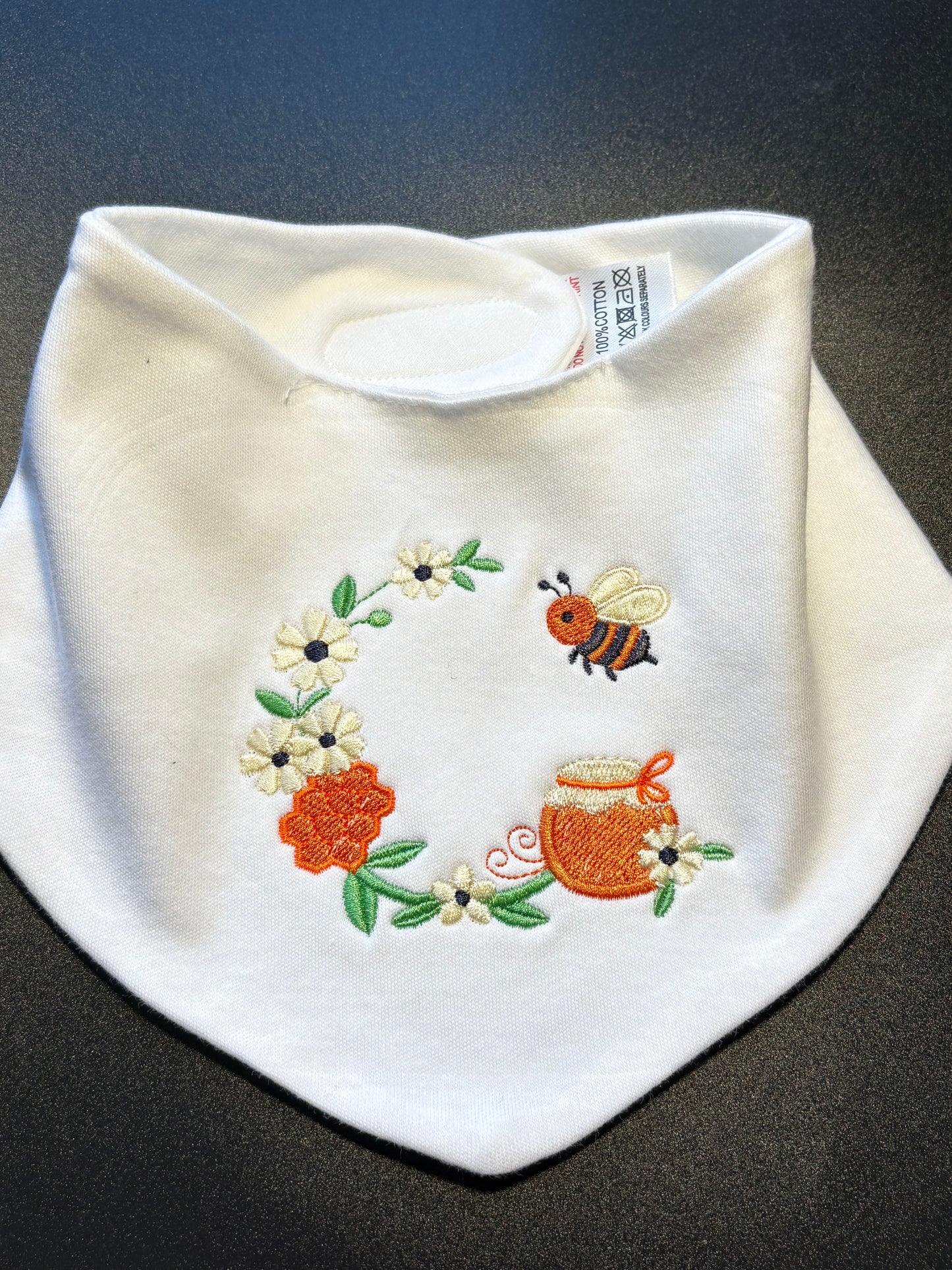 Embroidered Bee Bandana Bib