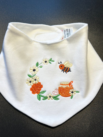 Embroidered Bee Bandana Bib