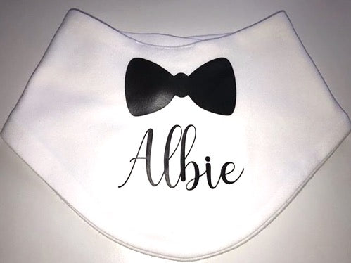 Personalised Black Bow Tie Bandana Bib For Baby image 1