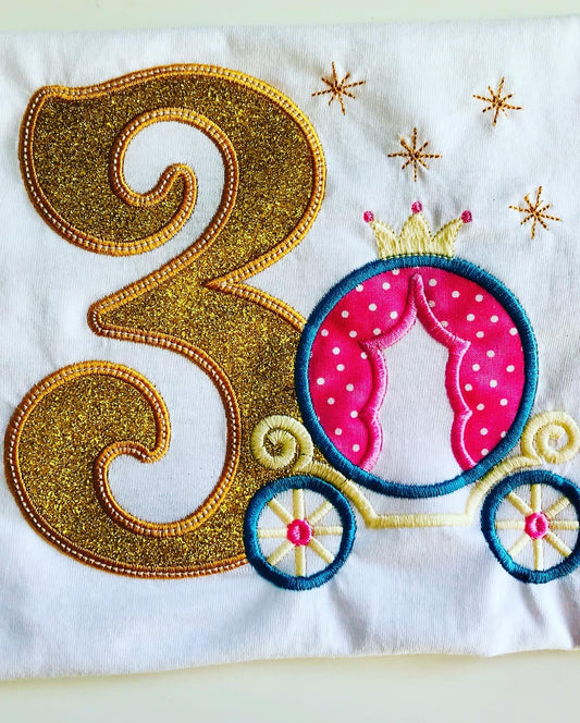 Personalised Birthday Princess Carriage Applique T-Shirt image 1